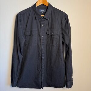 ROARK Mens Classic Fit Black‎ Cotton Long Sleeve Button Up Shirt Large Preppy